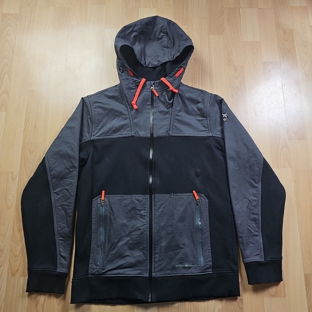 Eddie Bauer Jacket Mens Small Mountain Ops Canvas  Gray Fullzip Drawstring